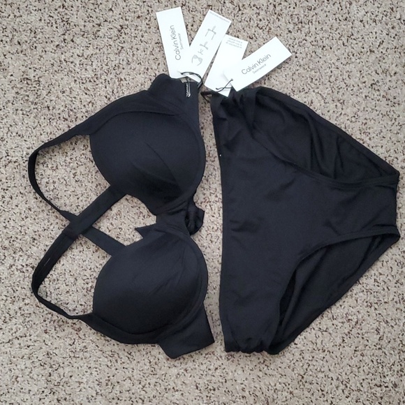 Calvin Klein Swimsuit Set - Convertible Molded Swim Top & Bikini Hipster Bottom